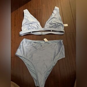 aerie Blue Women's high waisted Swim Set